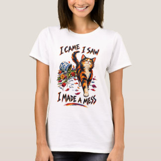 Rolig trefärgad katt Jag kom jag såg jag gjorde et T Shirt
