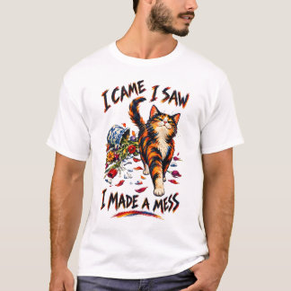 Rolig trefärgad katt Jag kom, jag såg, jag gjorde T Shirt