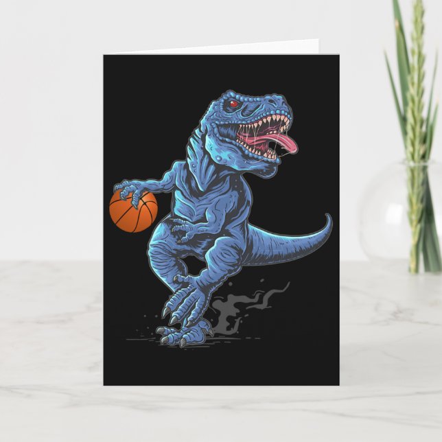 Rolig Trex-dinosaur som spelar Sketll-spelare älsk Kort (Framsida)