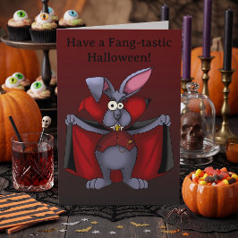 Rolig Trick or Treat Halloween-kanin för vampyr Kort