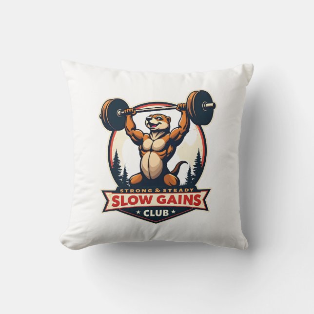 Rolig Tröja för Latmask Gym Retro Stark Och Långsa Kudde (Framsida)