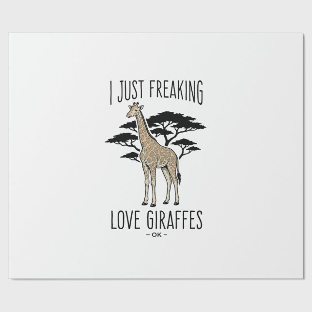 Rolig Tröjdesign med Giraffälskare och Vintage Gra Presentpapper (Platt)