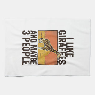 Rolig Tröjdesign med Giraffälskare och Vintagegrav Kökshandduk