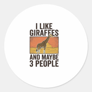 Rolig Tröjdesign med Giraffälskare och Vintagegrav Runt Klistermärke