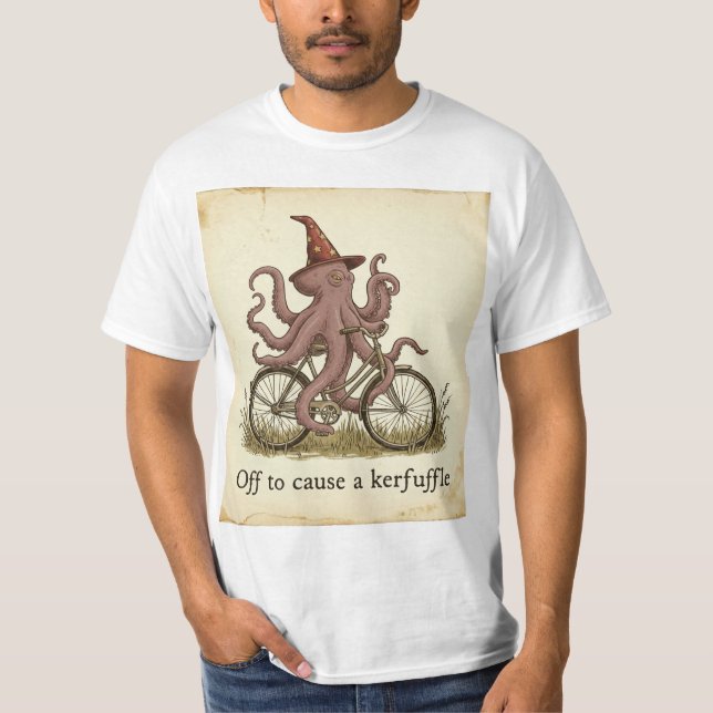 Rolig Trollkarl Bläckfisk Cyklist T-Shirt (Framsida)