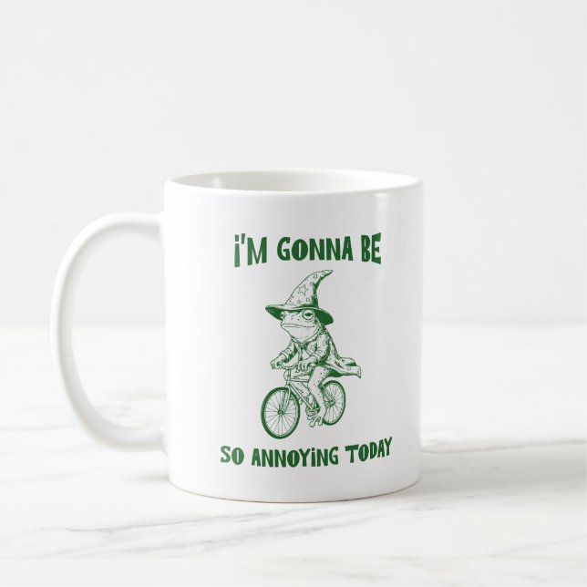 Rolig Trollkarlsgroda som cyklar Sarksatisk Citat Kaffemugg (Vänster)