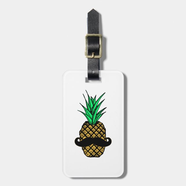 Rolig tropisk ananas med mustasch bagagebricka (Vertikal Framsida)