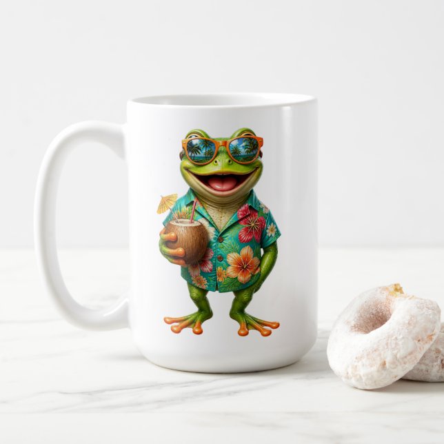 Rolig Tropisk Groda Kaffe Mugg | Cool Groda Hawaii (Med munk)