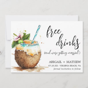 Rolig Tropisk Kokosdrink Foto Bröllop Spara Datumet