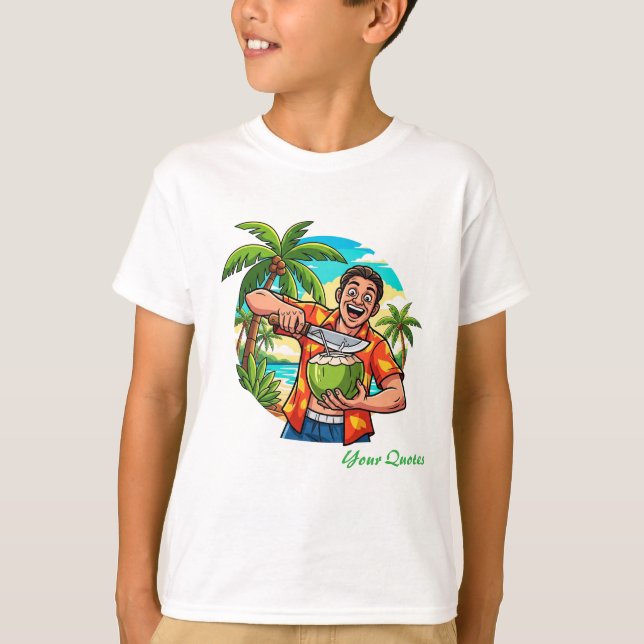 Rolig Tropisk Kokosstrand T Shirt (Framsida)