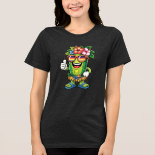 Rolig Tropisk Pickleball Strandstämning Hawaiiansk T Shirt