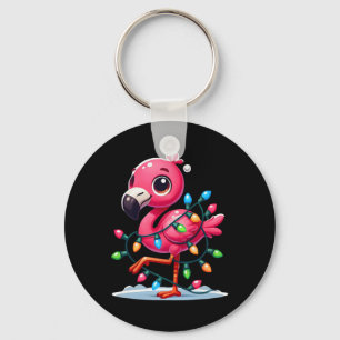 Rolig Tropisk Rosa Flamingo Jul i Juli Hawaii Nyckelring