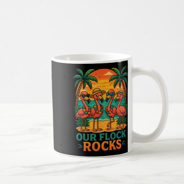 Rolig Tropisk Strand Semester Rosa Flamingo Kaffemugg (Höger)