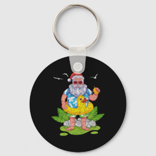 Rolig Tropisk Tomte Claus Hawaiiansk Sommar Jul Nyckelring