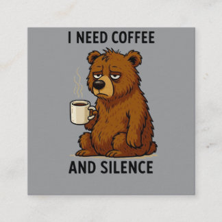 Rolig Trött Björn Jag Behöver Kaffe Och Tystnad De Fyrkantigt Visitkort