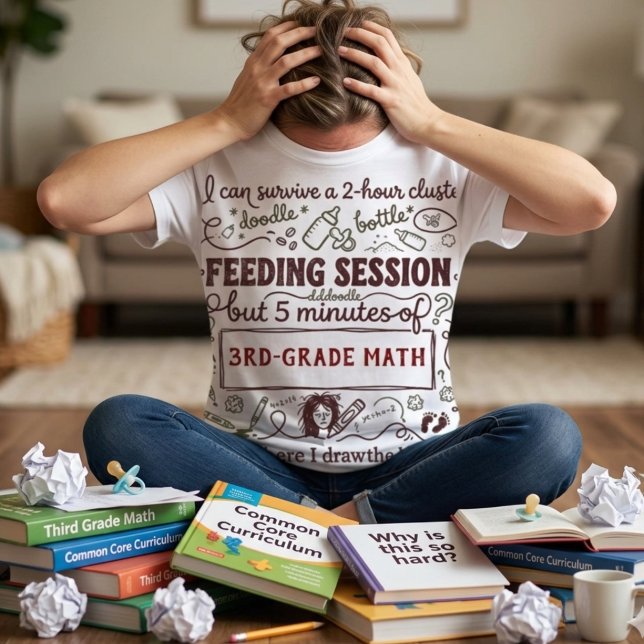 Rolig Trött Mamma Personlig Skolbetyg & Matning T Shirt (Promotional Images: The main photo is a professional mockup for display purposes. Please swipe throu)