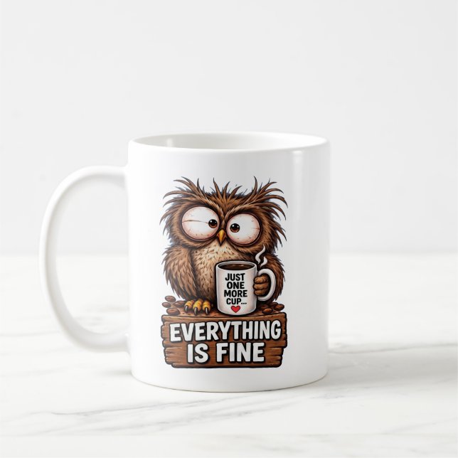 Rolig Trött Uggle Kaffe Kaffemugg (Vänster)