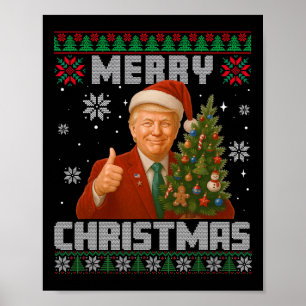 Rolig Trump 2025 God Jul Gran Fula Jul Tröja Poster