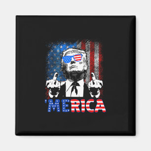 Rolig Trump 4:e Juli Merica Amerikansk Flagga Solg Magnet