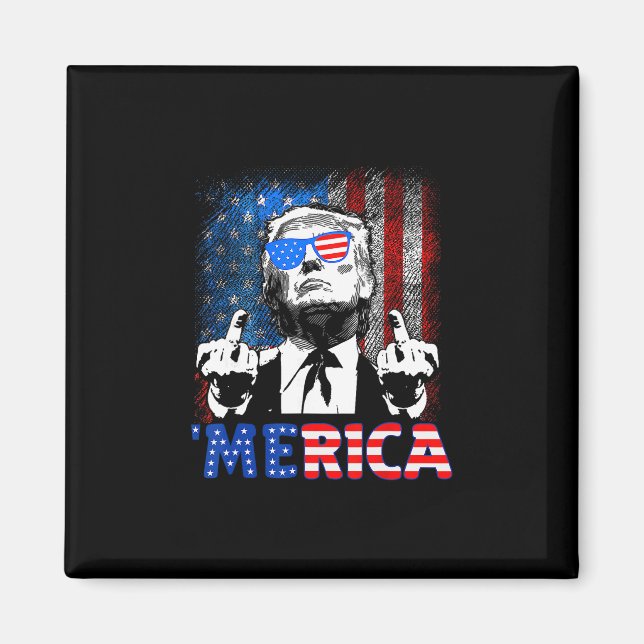 Rolig Trump 4:e Juli Merica Amerikansk Flagga Solg Magnet (Framsidan)
