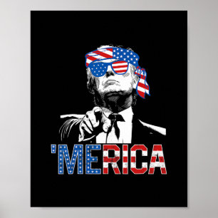 Rolig Trump 4:e Juli Merica Amerikansk Flagga Solg Poster