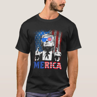 Rolig Trump 4:e Juli Merica Amerikansk Flagga Solg T Shirt