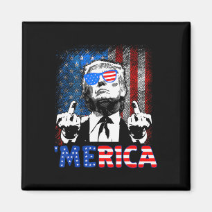 Rolig Trump 4 juli Merica Amerikansk Flagga Solgla Magnet