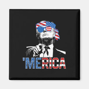 Rolig Trump 4 juli Merica Amerikansk Flagga Solgla Magnet