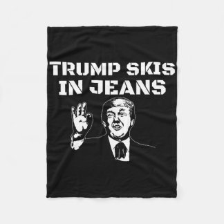 Rolig Trump åker skidor i jeans Gaper Nyhet Skidor Fleecefilt