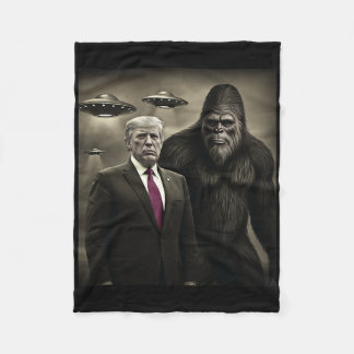 Rolig Trump Bigfoot Ufo Alienmöte Konspiration Fleecefilt