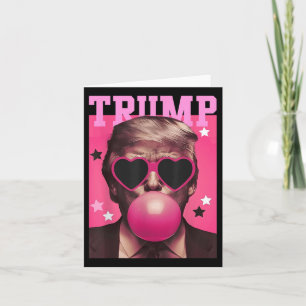 Rolig Trump Bubble Gum Rosa Solglasögon Hjärta Kort