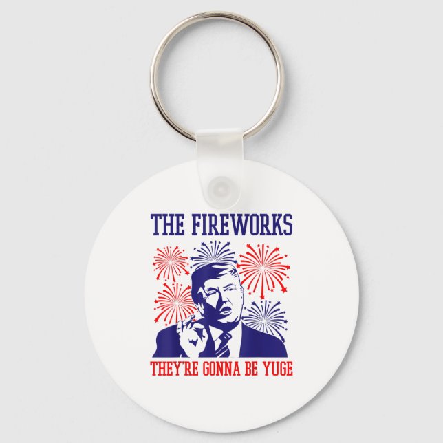 Rolig Trump-citat fyrverkerier 4:e juli  Nyckelring (Framsida)