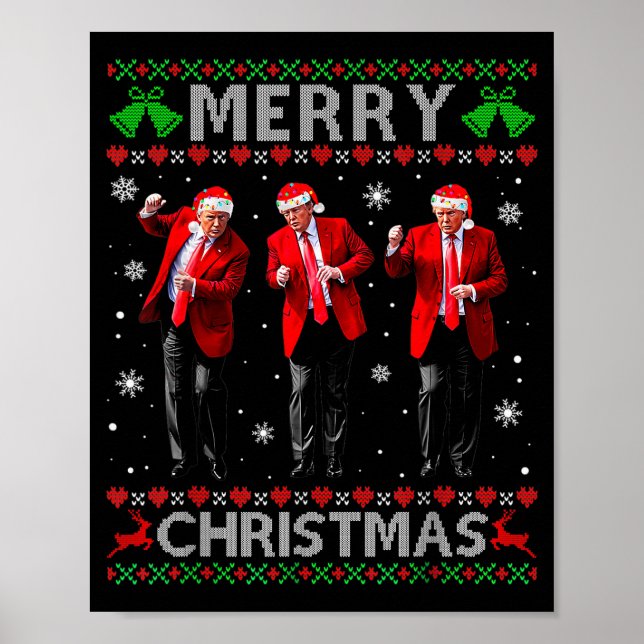 Rolig Trump-dans God Jul Ful Xmas-sväv Poster (Framsidan)