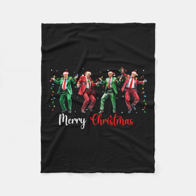 Rolig Trump-dans Tomte God Jul Paj Fleecefilt (Framsidan)
