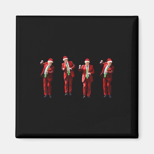 Rolig Trump-dans Tomte Jul Xmas Pyjamas Magnet (Framsidan)