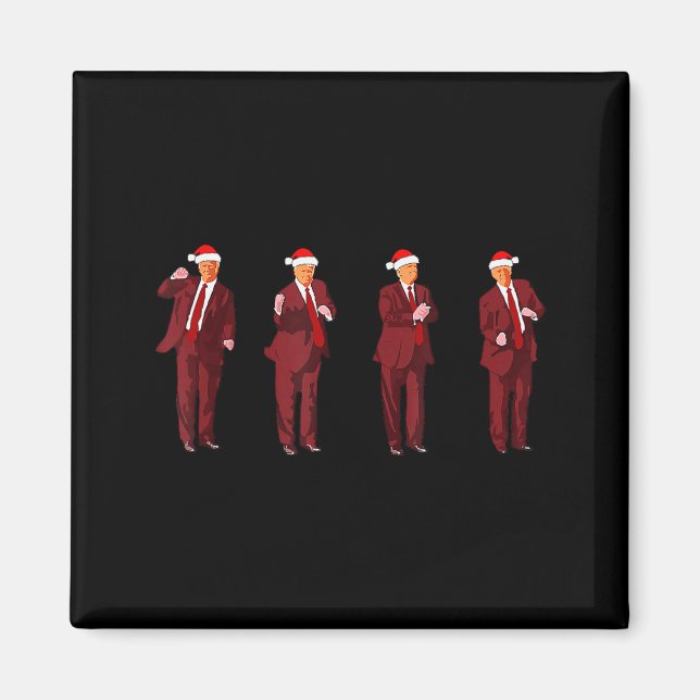 Rolig Trump-dans Tomte Jul Xmas Pyjamas Magnet (Framsidan)