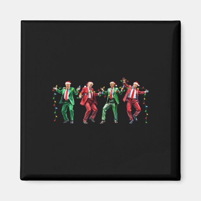 Rolig Trump-dans Tomte Jul Xmas Pyjamas Magnet (Framsidan)