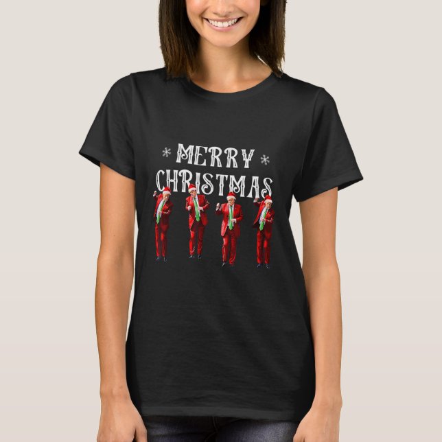 Rolig Trump-dans Tomte Jul Xmas Pyjamas T Shirt (Framsida)