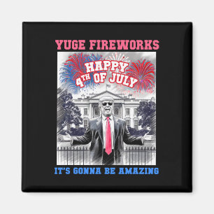 Rolig Trump Glad 4:e Juli Yuge Fyrverkerier Person Magnet