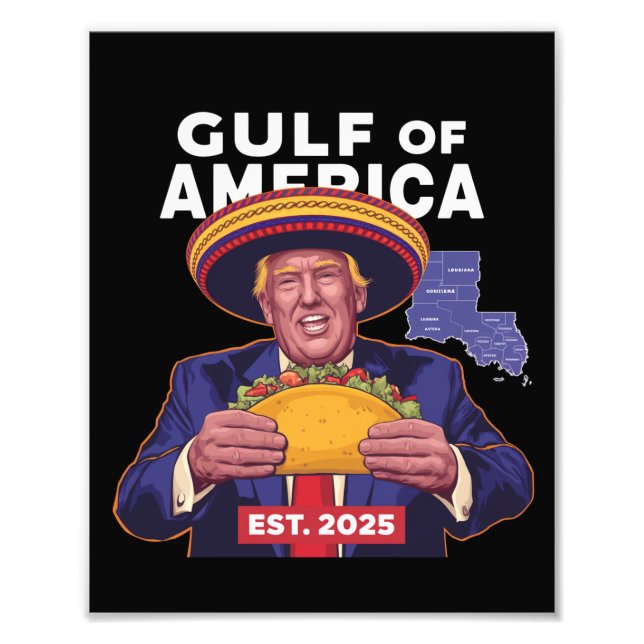 Rolig Trump Golfströmmen Amerika 2025 Trump  Fototryck (Framsidan)