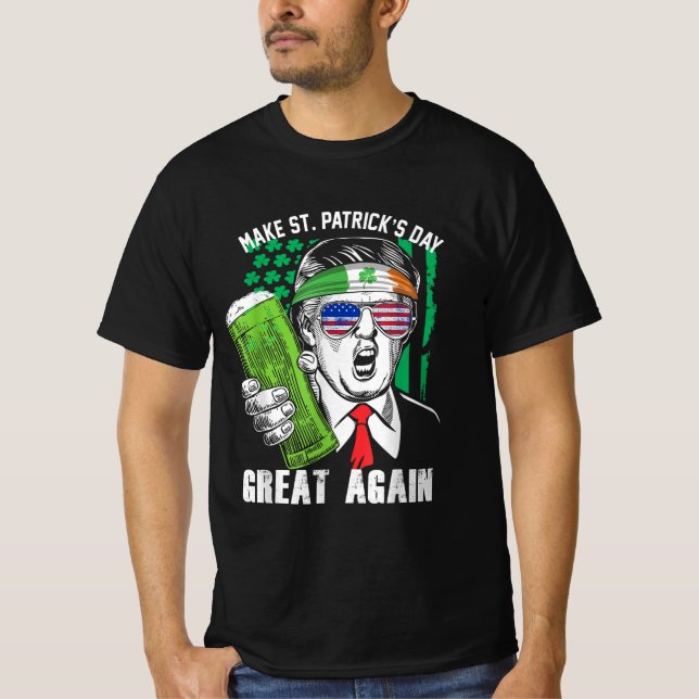 Rolig Trump Gör St Patricks Day Stor Igen T Shirt (Framsida)