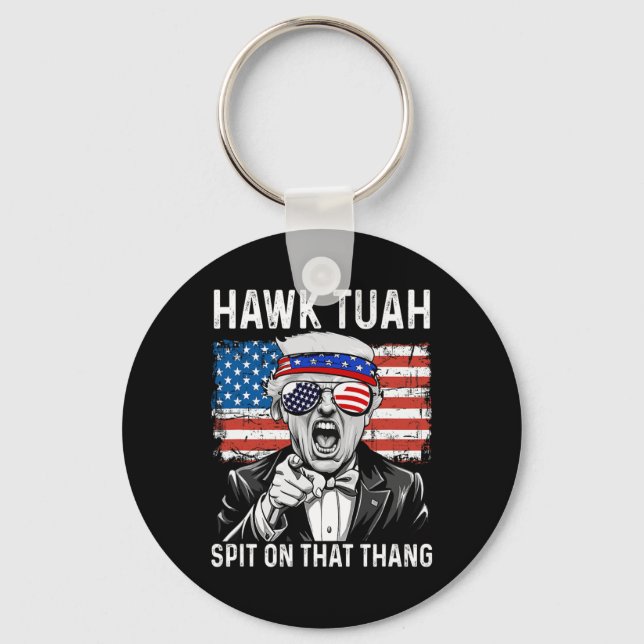 Rolig Trump Hawk Tuah - Spit On That Thang Meme  Nyckelring (Framsida)