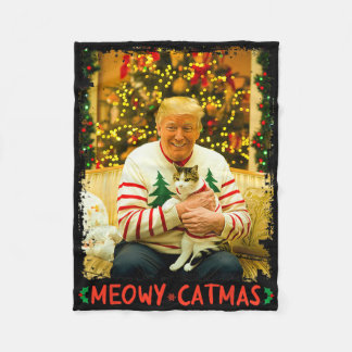 Rolig Trump jul kattälskare Meowy Catmas katt  Fleecefilt