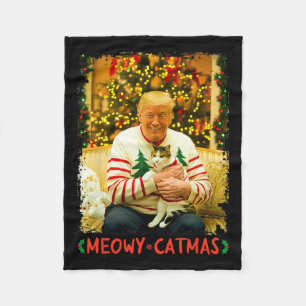 Rolig Trump jul kattälskare Meowy Catmas katt Fleecefilt