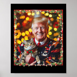 Rolig Trump jultröja för kattälskare Poster