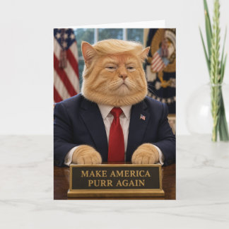 Rolig Trump-kattporträtt – Gör Amerika Purr Igen Kort