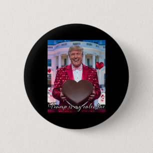 Rolig Trump kramar chokladhjärta 14 februari Knapp
