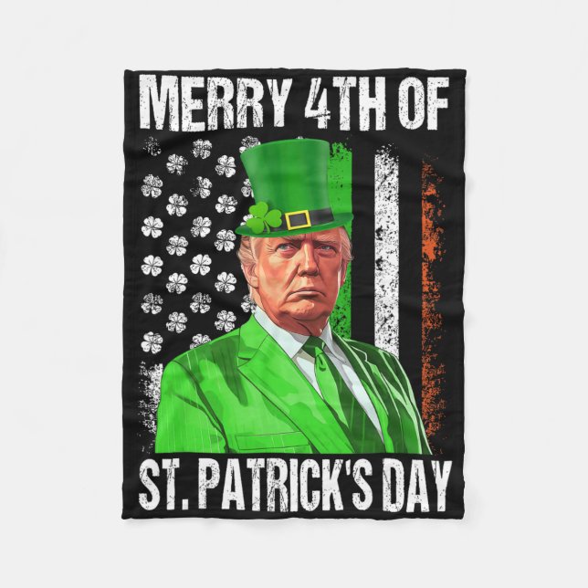 Rolig Trump Leprechaunhatt Glad 4:e St Patrick Fleecefilt (Framsidan)