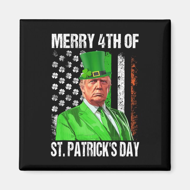 Rolig Trump Leprechaunhatt Glad 4:e St Patrick Magnet (Framsidan)