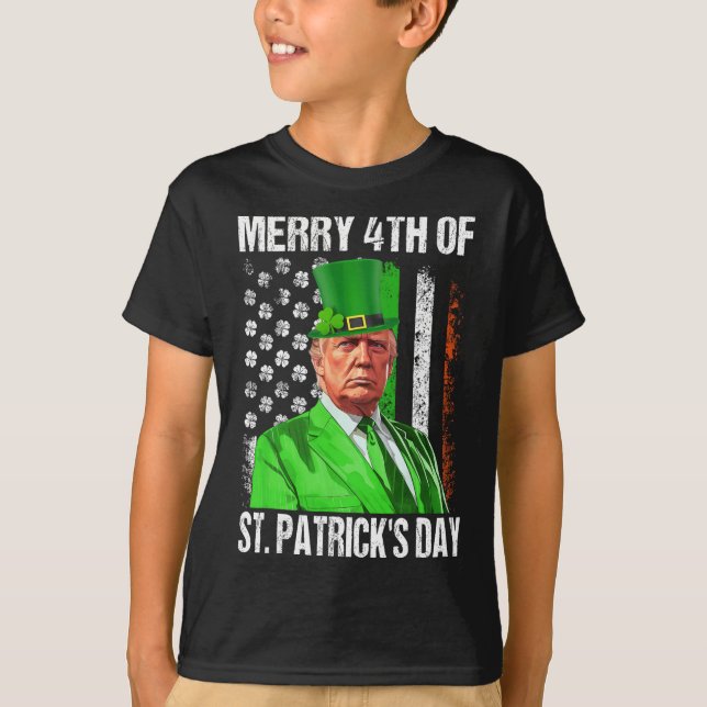 Rolig Trump Leprechaunhatt Glad 4:e St Patrick T Shirt (Framsida)